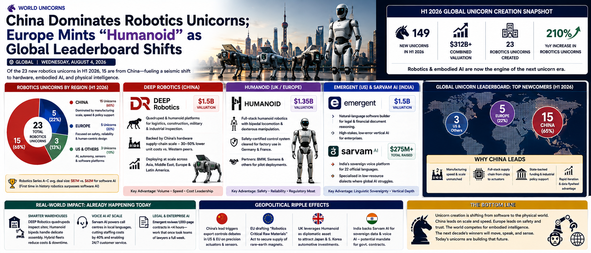 China Dominates Robotics Unicorns; Europe Mints "Humanoid" as Global Leaderboard Shifts