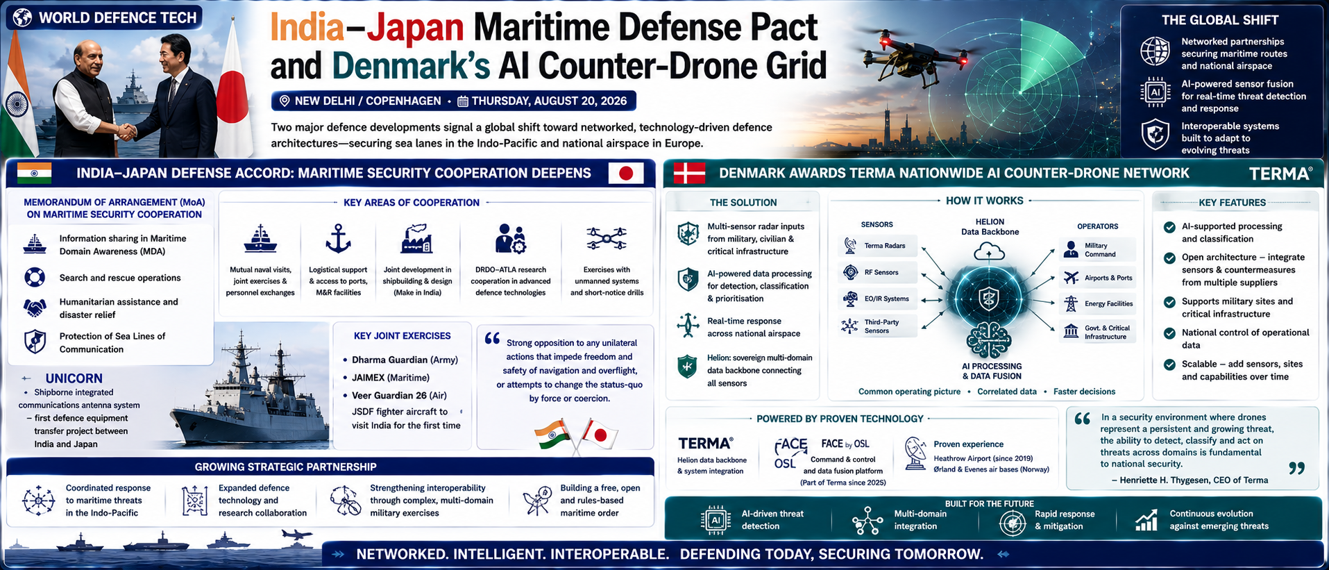 India–Japan Maritime Defense Pact and Denmark’s AI Counter-Drone Grid