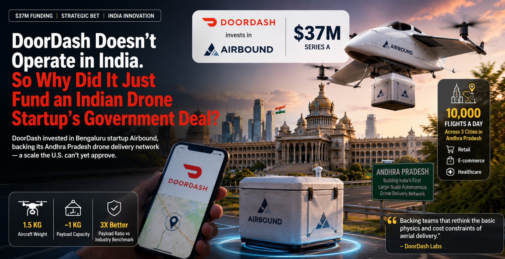 DoorDash Doesn't Operate in India. So Why Did It Just Fund an Indian Drone Startup's Government Deal?